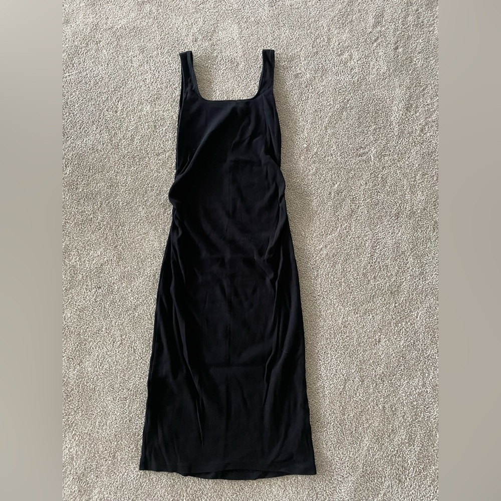 Maternity Sleek Black Square-Neck Ribbed Dress
